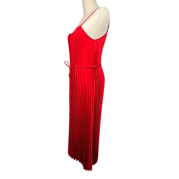 NWT Sam Edelman Pleated Red Dress With Tie At Waist (S) - Picture 6 of 9
